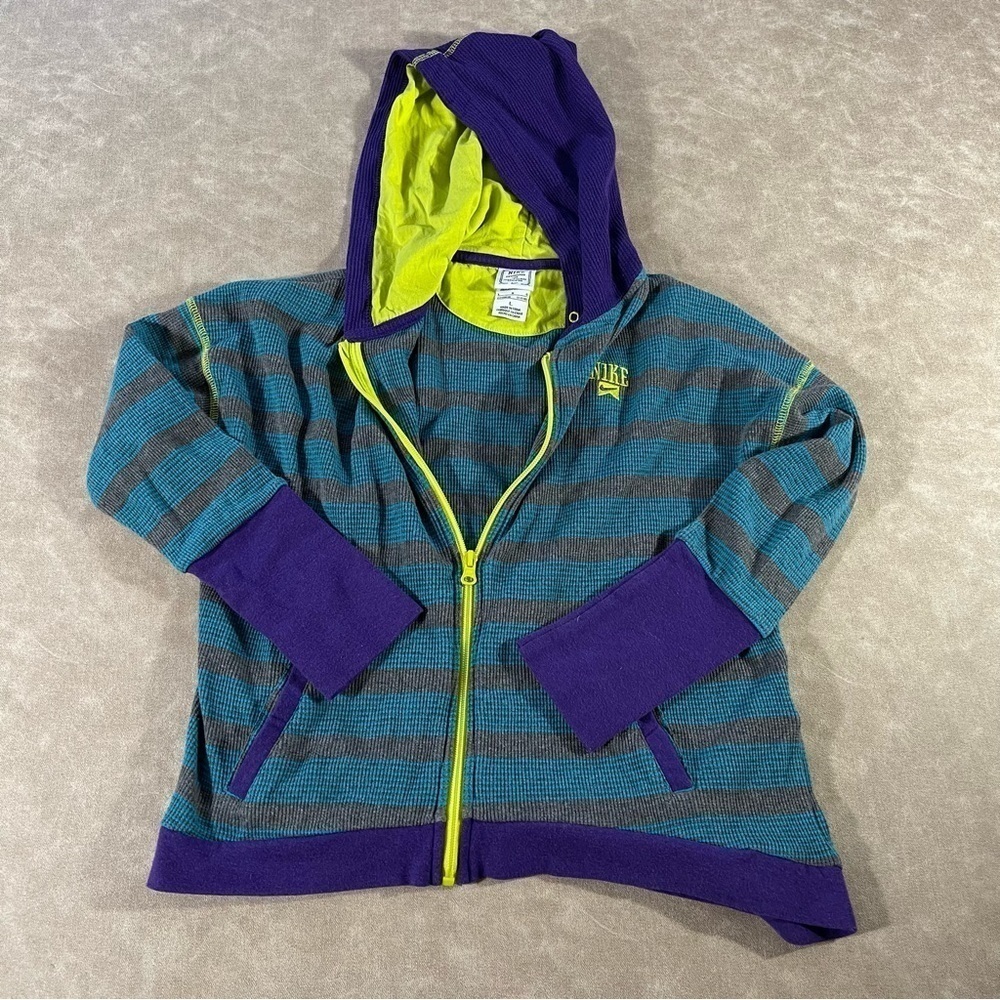 Nike Kids‎ Multi Colored Striped Full Zip Hoodie Jacket Size Large